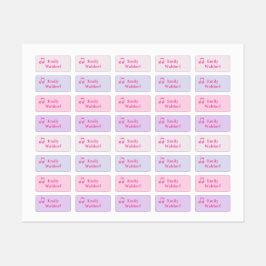 Kids' Name Clothing School Labels with Pink Note ラベル