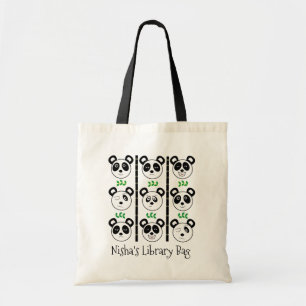 Kid's name cute panda  book library bag トートバッグ