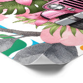 Kids Name & Floral Baby Jungle Animals Nursery  ポスター (角)