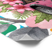 Kids Name & Floral Baby Jungle Animals Nursery  ポスター (角)