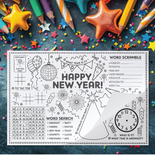 Kids New Year's Activity Pad and Placemat  ペーパーパッド