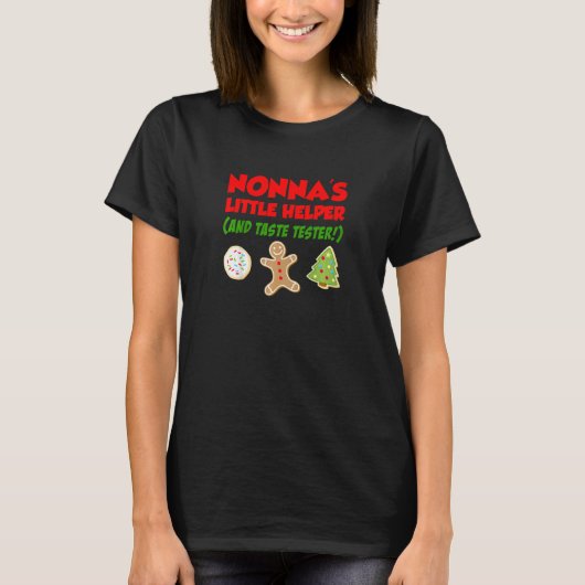 Kids Nonna's Little Helper Christmas Cookie Baking Tシャツ (正面)