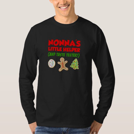 Kids Nonna's Little Helper Christmas Cookie Baking Tシャツ (正面)
