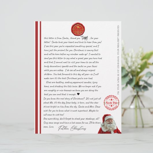 Kid's North Pole Comfirmation Letter From Santa (スタンド正面)