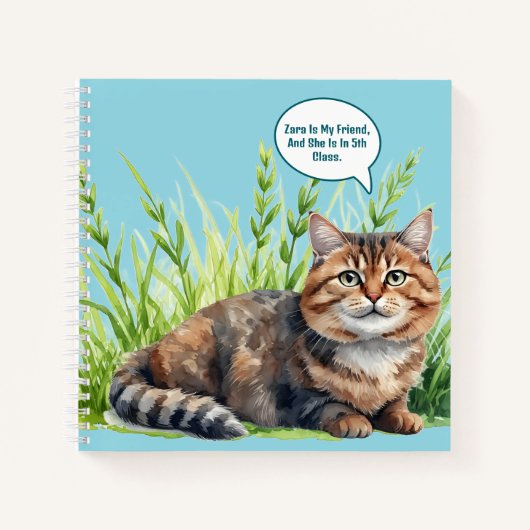 Kids Notebook Cat Anima Stationary Spiral Notebook ノートブック (正面)