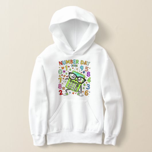 Kids Number Day Hoodie | Colourful Maths Numbers (レイダウン)
