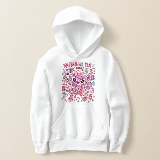 Kids Number Day Hoodie | Colourful Maths Numbers (レイダウン)