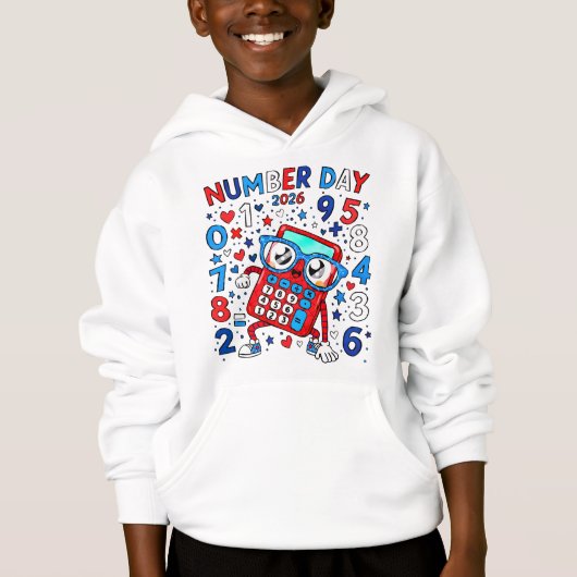 Kids Number Day Hoodie | Fun Maths Numbers (正面)