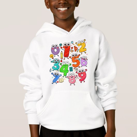 Kids Number Day Hoodie | Fun Maths Numbers (正面)