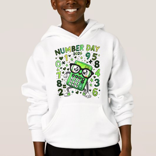 Kids Number Day Hoodie | Maths Calculator Design (正面)