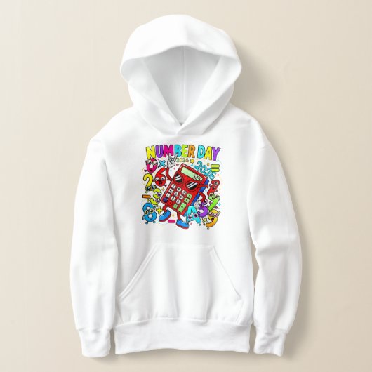 Kids Number Day Maths Hoodie | Primary School UK (レイダウン)