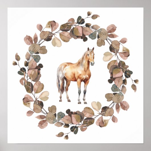 Kids Nursery Photo Print Horse Whimsical Western ポスター (正面)