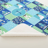 Kids Octopus Winter Sports Patchwork Personalized シェルパブランケット (3/4)