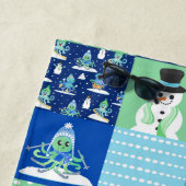 Kids Octopus Winter Sports Patchwork Personalized  ビーチタオル (インサイチュ)