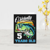 Kids Ofishally 5 Years Old Fisherman 5th Birthday  カード (黄色い花)