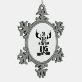 Kids Oh Deer Big Brother Hunting Pregnancy Announc スノーフレークピューターオーナメント (左)