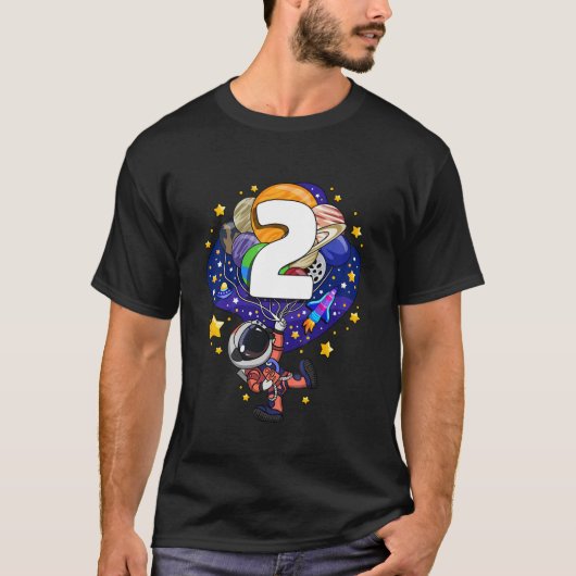 Kids Outer Space Astronaut 2Nd Birthday Boy 2 Year Tシャツ (正面)