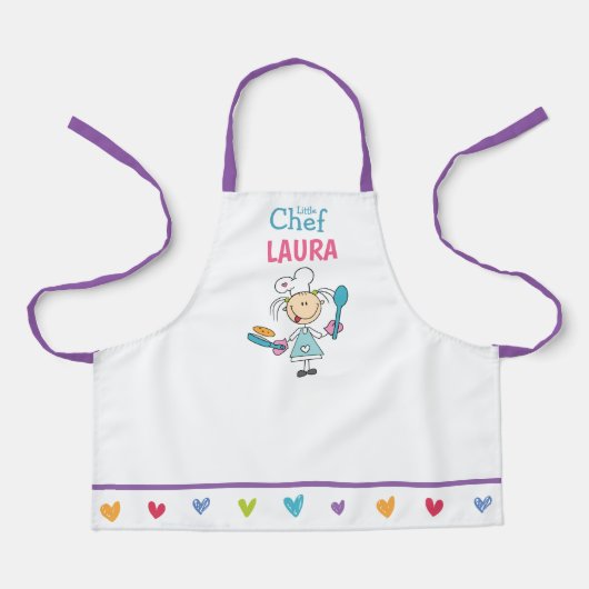Kids Pancake Apron with Colorful Hearts エプロン (正面)