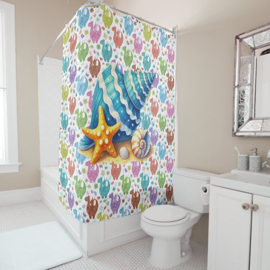 Kids Pastel Dragons Shower Curtain シャワーカーテン (インサイチュ)
