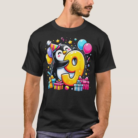 Kids Penguin Theme ninth Bday Party 9th Penguin Bi Tシャツ (正面)