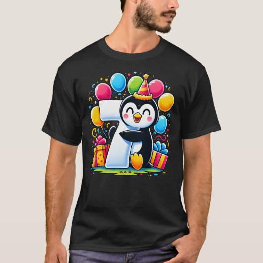 Kids Penguin Theme seventh Bday Party 7th Penguin  Tシャツ (正面)