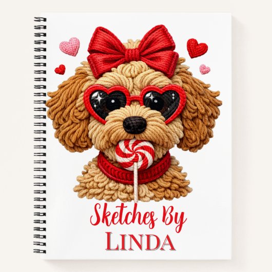 Kids Personalized Goldendoodle Sketch  ノートブック (正面)
