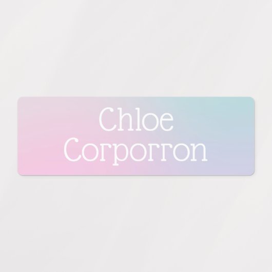 Kids personalized name labels pink purple and teal ラベル (デザイン2)