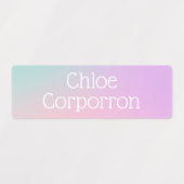 Kids personalized name labels pink purple and teal ラベル (デザイン1)
