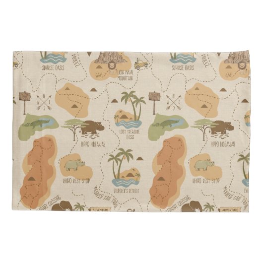 Kid's Personalized Safari Map ID1269 枕カバー (裏面)