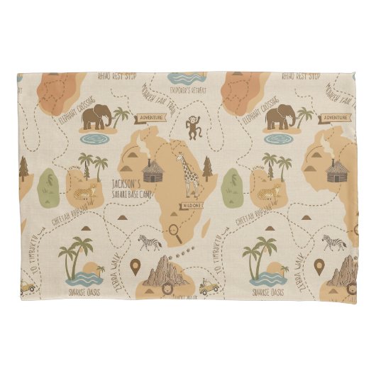 Kid's Personalized Safari Map ID1269 枕カバー (正面)