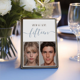 Kids Photos Age 15 Dusty Blue Handwriting 結婚's テーブルナンバー