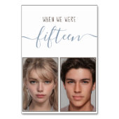 Kids Photos Age 15 Dusty Blue Handwriting 結婚's テーブルナンバー (正面)