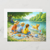 Kids Picnic by Iasar River シーズンポストカード (正面/裏面)