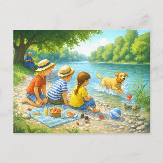 Kids Picnic by Iasar River シーズンポストカード (正面)