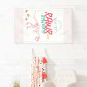 Kids Pink Dinosaur Girls Birthday Welcome Sign 横断幕 (インサイチュ)