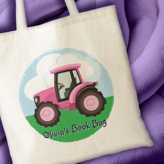 Kids Pink Farm Tractor Cute Girly Personalized トートバッグ