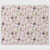 Kids Pink St. Patrick’s Day Sheep & Shamrocks ラッピングペーパー (フラット)