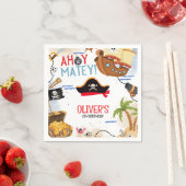 Kids Pirate Party | Ahoy Matey Pirate Birthday  スタンダードカクテルナプキン (インサイチュ)
