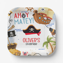 Kids Pirate Party | Ahoy Matey Pirate Birthday  ペーパープレート