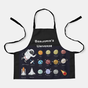Kids Planets宇宙飛行士モノグラムカラフル宇宙 エプロン