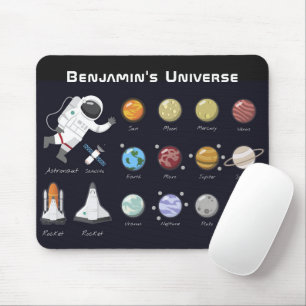 Kids Planets宇宙飛行士モノグラムカラフル宇宙 マウスパッド