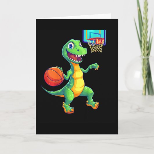 Kids Playful Dinosaur Sketll Player Design For Kid カード (正面)