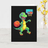 Kids Playful Dinosaur Sketll Player Design For Kid カード (黄色い花)