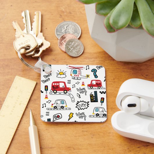 Kids Playful Transport Pattern  キーホルダー (デスク)