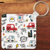 Kids Playful Transport Pattern  キーホルダー (裏面)