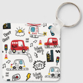 Kids Playful Transport Pattern  キーホルダー (裏面)