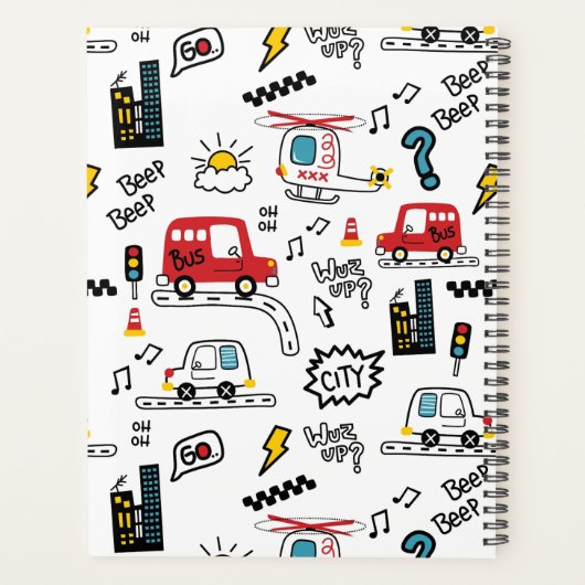 Kids Playful Transport Pattern  プランナー手帳 (裏面)