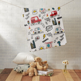 Kids Playful Transport Pattern  ベビー ブランケット