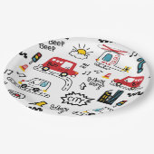 Kids Playful Transport Pattern  ペーパープレート (アングル)
