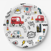 Kids Playful Transport Pattern  ペーパープレート (正面)